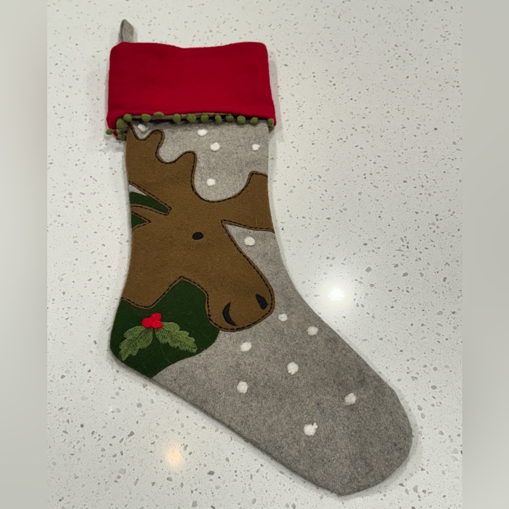 Crate&Barrel Christmas Stockings - Moose - Like New!